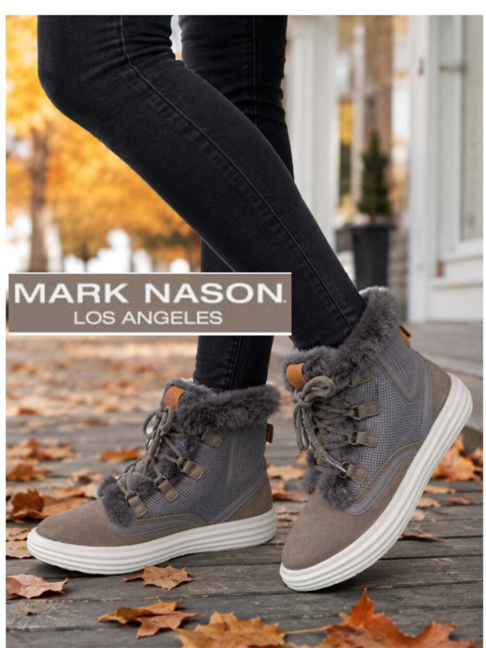 Mark Nason Shogun Nellie Shearling Sneaker Boots Gray Size 6 Memory Foam Chic